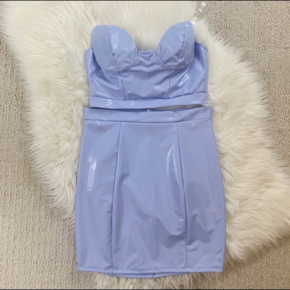 NWT Purple Vinyl Skirt Set
